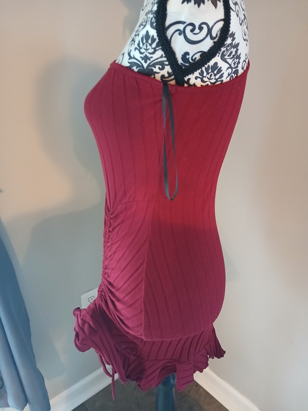 SHEIN Red One-Shoulder Ribbed Dress - Picture 5 of 9